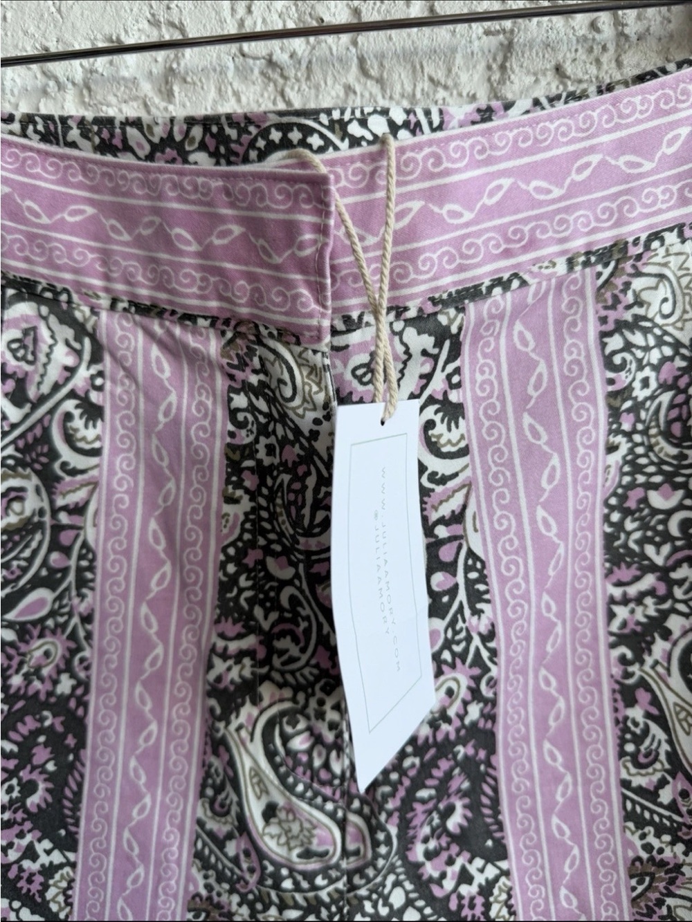 Julia Amory Pink Paisley Wide-Leg Pants M - Picture 8 of 9